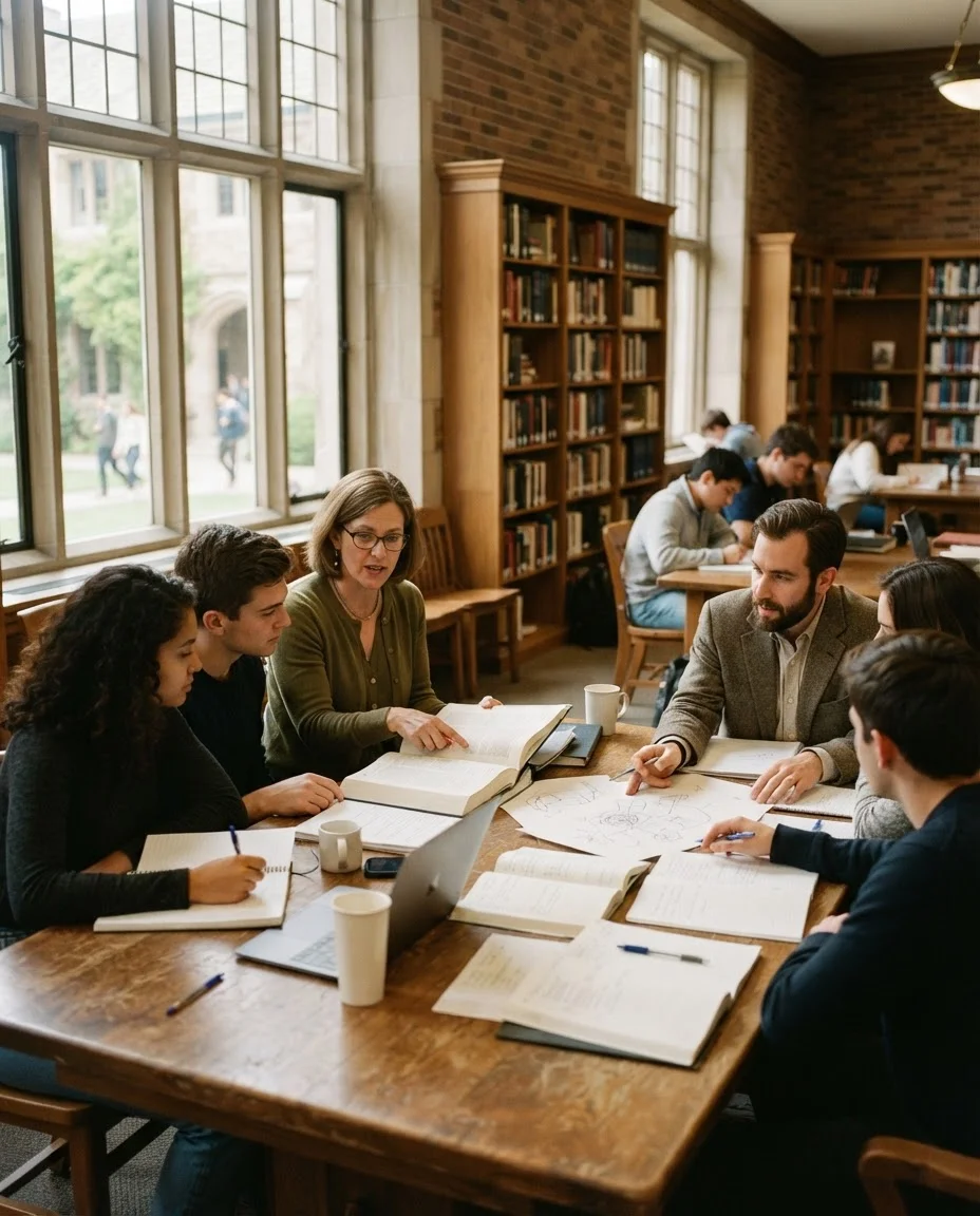 Des élèves travaillent avec leur enseignante